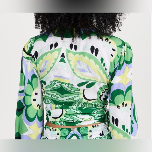 Ciao Lucia Paisley Long Sleeve Wrap Top, NEW - Picture 2 of 4